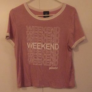 hippie chic “weekend please” crop top